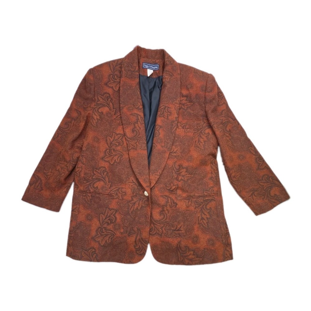 Vintage 90s Maggie McNaugton Blazer Jacobean Wool Heritage European PLUS 22 W